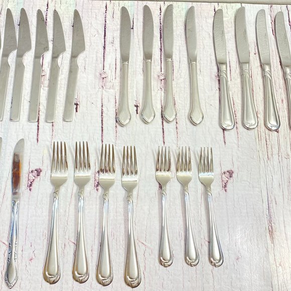 24 Mismatched Silver Plated Forks and knives - Wedding Silverware - Vintage Silv - Picture 8 of 10